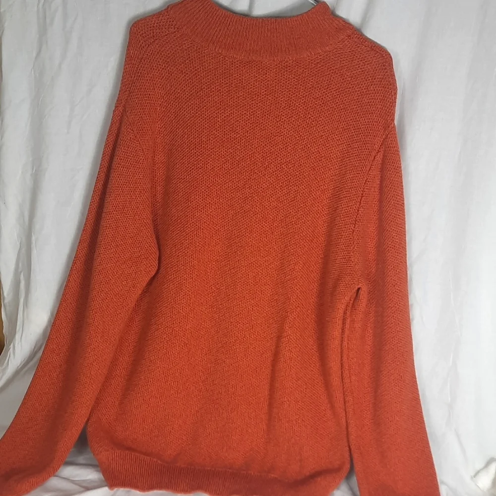 Chaps Mens Pullover 100% Cotton Sweater XL Orange Long Sleeve Textured